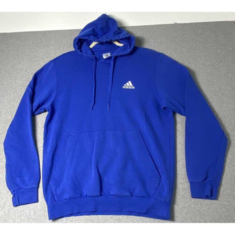 Men's Adidas Blue Embroidered Logo Fleece Hoodie Sz L